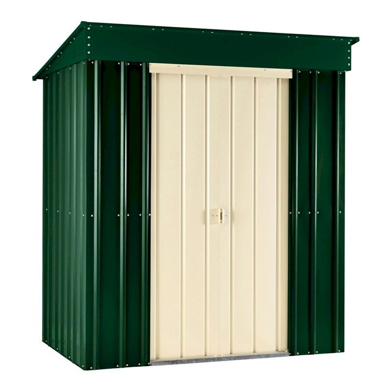 Lotus Pent 5x3 Heritage Green Metal Shed - One Garden