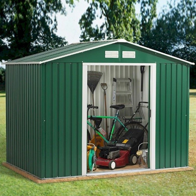 Store More Rosedale Green Apex Metal Shed 8x6 - One Garden