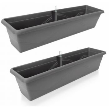 Gardenico Self-watering Balcony Planter - 800mm - Anthracite - Set of Two image