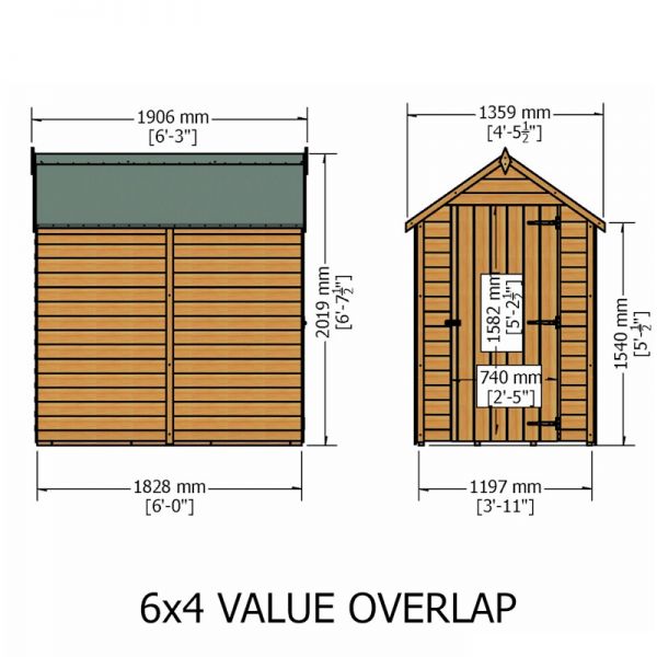 Shire Value Overlap Apex Shed 6x4