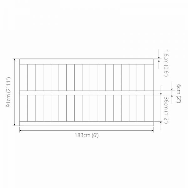 3ft x 6ft Featheredge Pressure Treated Fence Panel