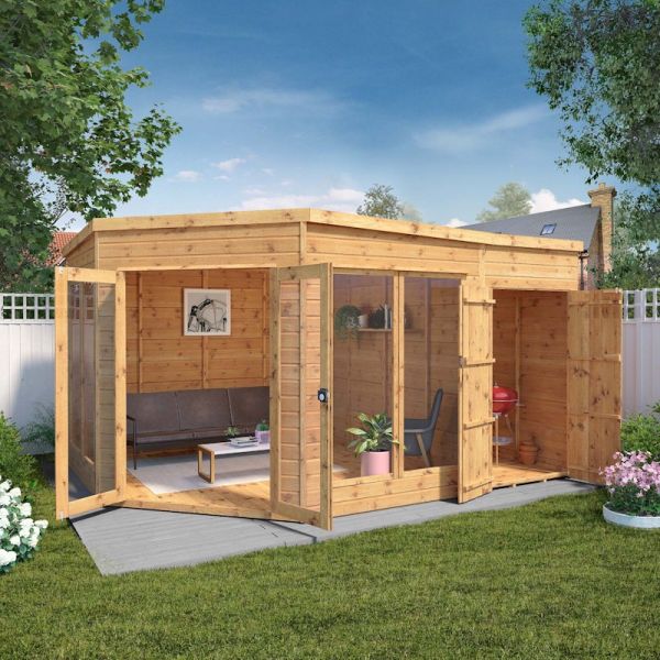 Mercia Premium Corner Summerhouse With Side Shed 9x13