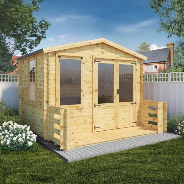 Mercia Log Cabin 3.3m x 3.4m with Veranda - 19mm