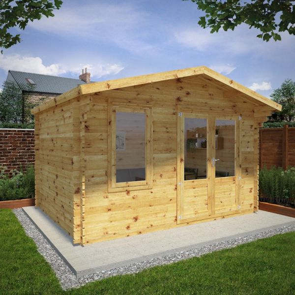 Mercia Retreat Log Cabin 4m x 3m - 44mm - Double Glazed-58060 