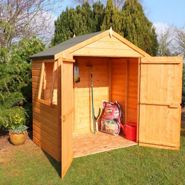 Shire Honey Brown Bute Apex Double Door Shed 4X6