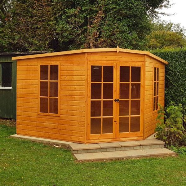 Shire Honey Brown Hampton Corner Summerhouse 10X10 Size 10