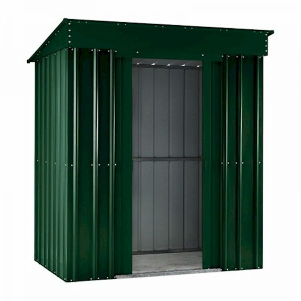 Lotus Pent 6x4 Heritage Green Metal Shed-58406 