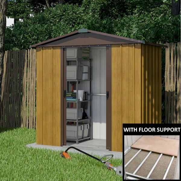 Yardmaster Woodview 65WGY Metal Shed with Floor Support Frame 1.86 x 1.25m