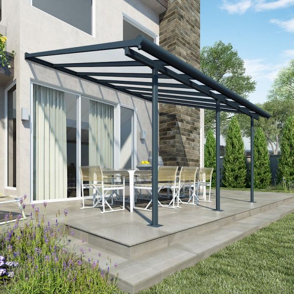 Palram - Canopia Sierra Patio Cover 3m x 4.25m Grey Clear-58488 