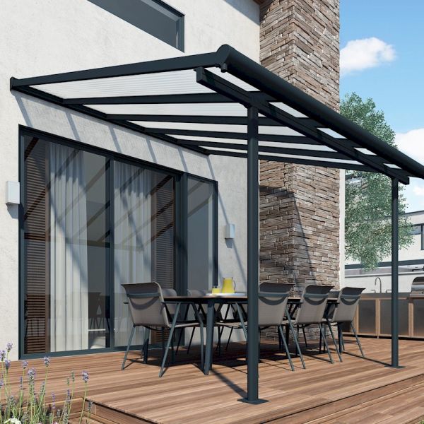 Palram - Canopia Sierra Patio Cover 3m x 3.05m Grey Clear-58490 