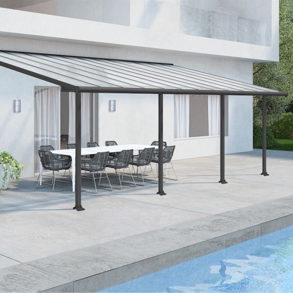 Palram - Canopia Olympia Patio Cover 3m x 7.30m Grey Clear-58516 