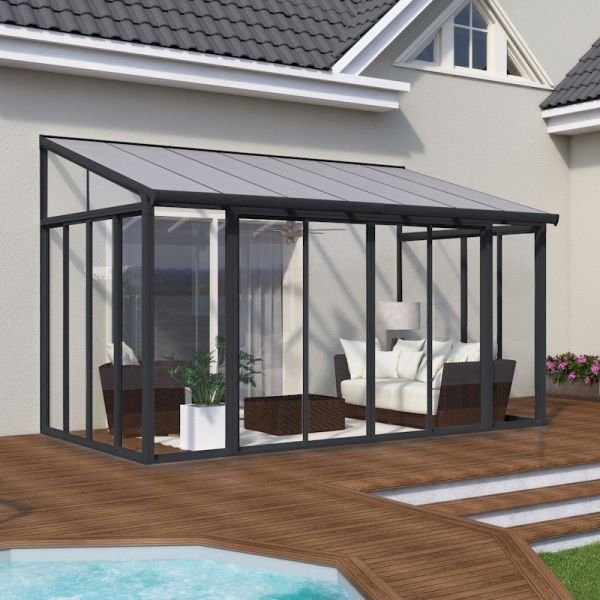 Palram - Canopia Sanremo Veranda Grey Clear 3m x 4.25m-58523 