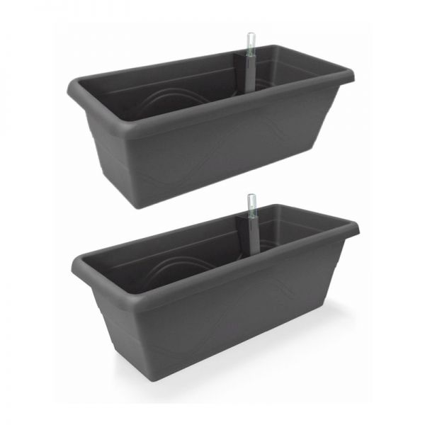 Gardenico Self-watering Balcony Planter - 400mm - Anthracite - Set of Two
