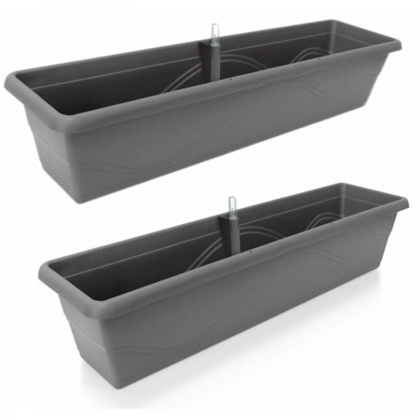 Gardenico Self-watering Balcony Planter - 800mm - Anthracite - Set of Two