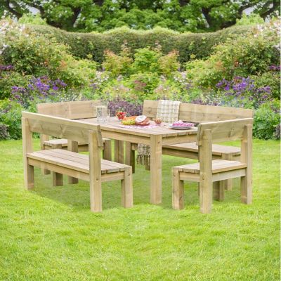 Zest Philippa Table with 2 Bench and 2 Chair Set