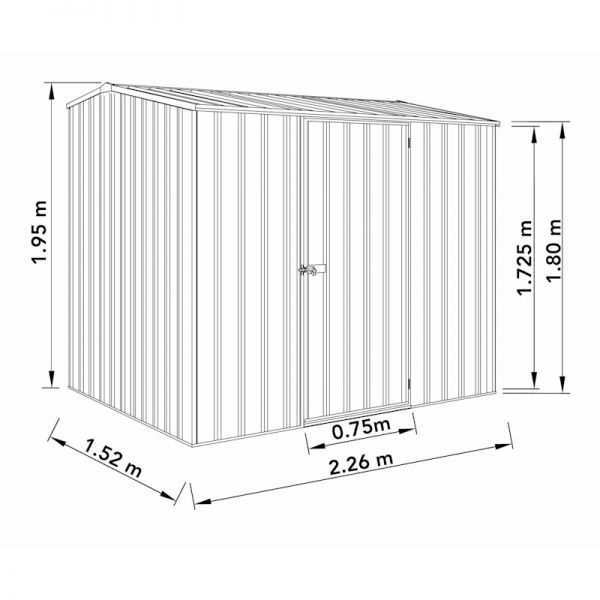 Absco Premier Monument Metal Shed 2.26m x 1.52m