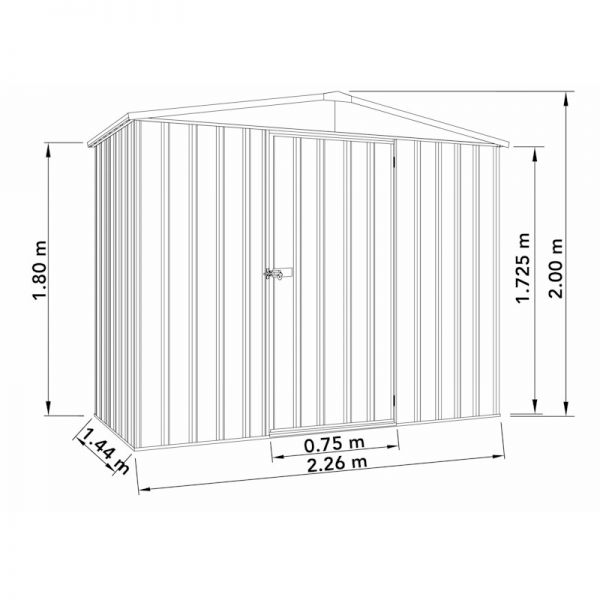 Absco Regent Woodland Grey Metal Shed 2.26m x 1.44m