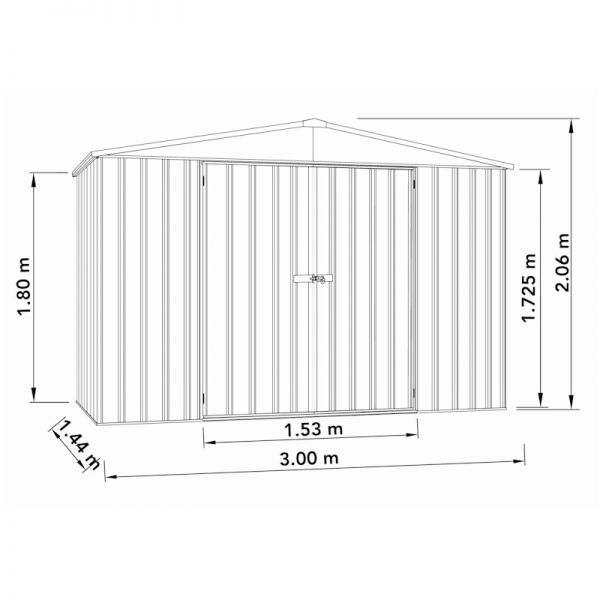 Absco Regent Woodland Grey Metal Shed 3.0m x 1.44m