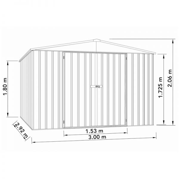 Absco Regent Woodland Grey Metal Shed 3.0m x 2.92m