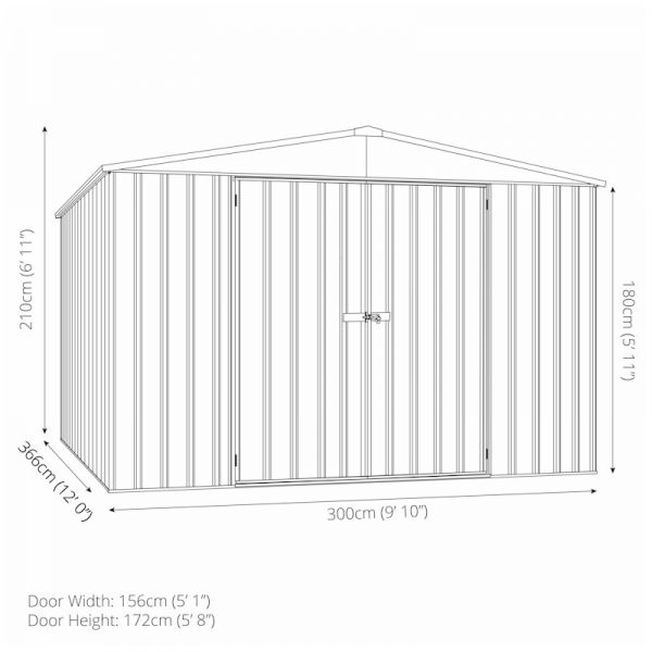 Absco Regent Woodland Grey Metal Shed 3.0m x 3.66m