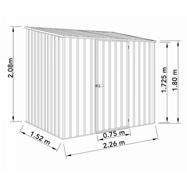 Absco Space Saver Monument Metal Shed 2.26m x 1.52m