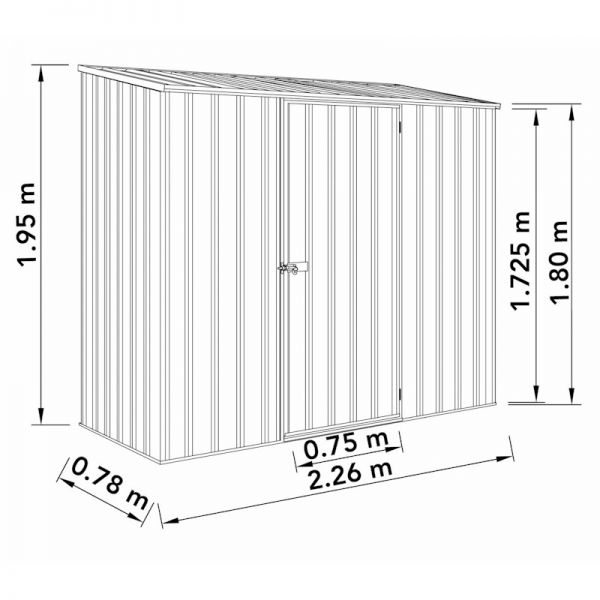 Absco Space Saver Monument Metal Shed 2.26m x 0.78m