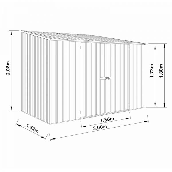 Absco Space Saver Monument Metal Shed 3.0m x 1.52m