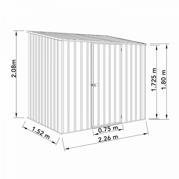 Absco Space Saver Woodland Grey Metal Shed 2.26m x 1.52m