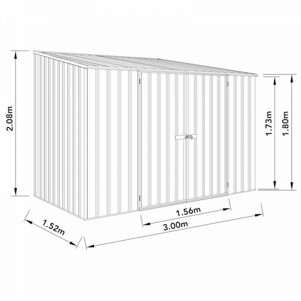 Absco Space Saver Woodland Grey Metal Shed 3.0m x 1.52m