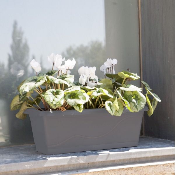 Gardenico Self-watering Balcony Planter - 400mm - Stone Grey - Set of Three