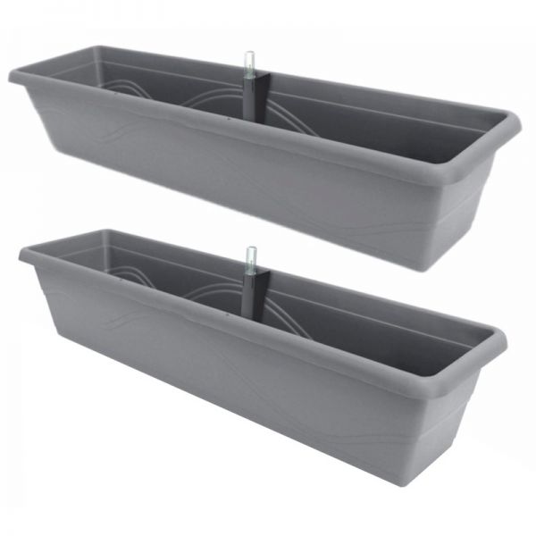 Gardenico Self-watering Balcony Planter - 800mm - Stone Grey - Set of Two