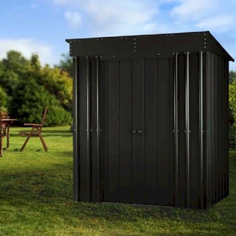 Lotus Pent 5x3 Anthracite Grey Metal Shed - One Garden