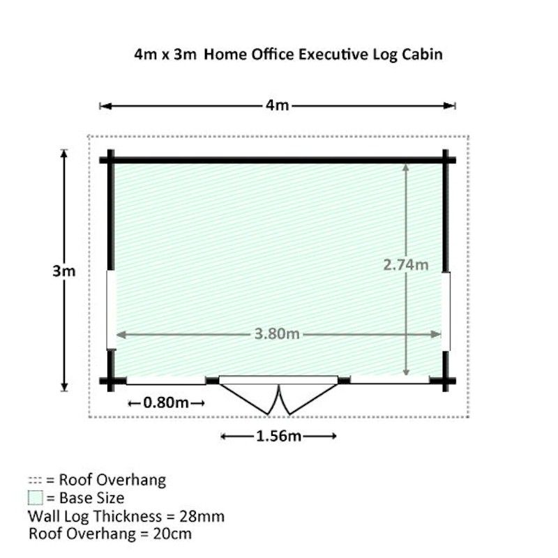Millbrook Home Office Director 28mm Log Cabin 4.0 x 3.0m