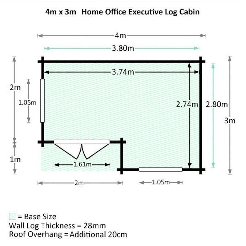 Millbrook Home Office Executive 28mm Log Cabin 4.0 x 3.0m
