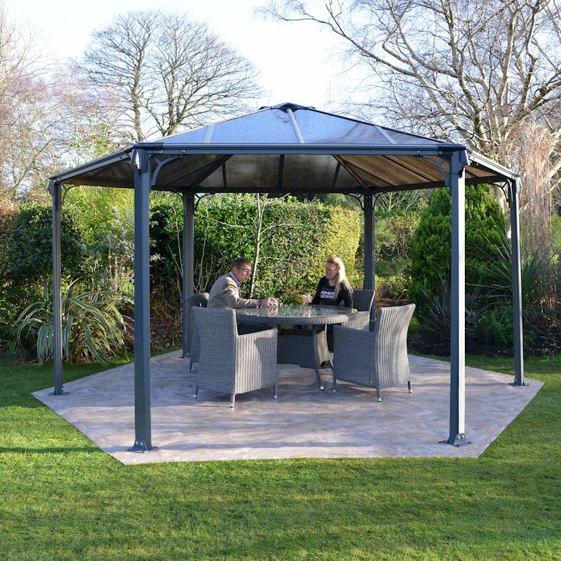 Palram Canopia Monaco Hexagonal Garden Gazebo Grey One Garden