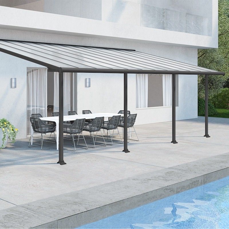 Palram Canopia Olympia Patio Cover 3m x 7.30m Grey Clear One Garden