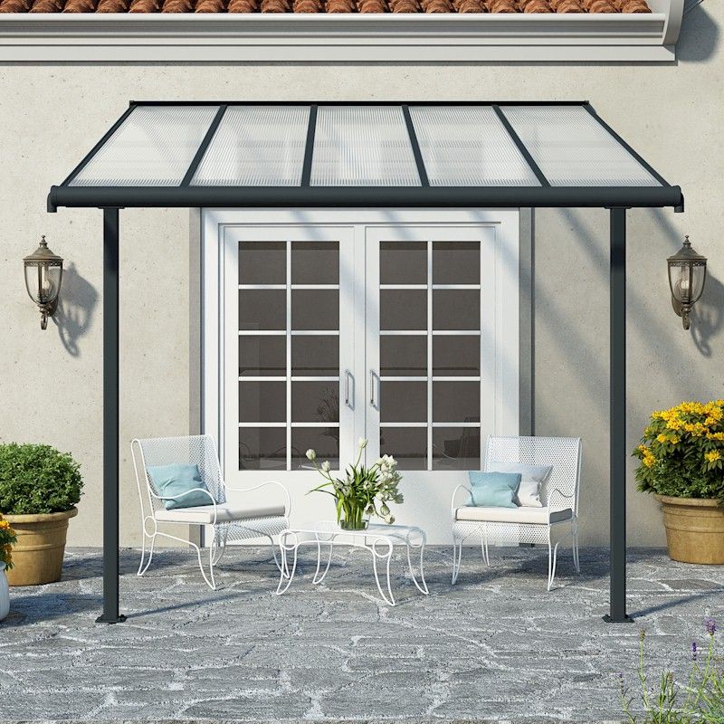 Palram Canopia Sierra Patio Cover 3m x 3.05m Grey Clear One Garden