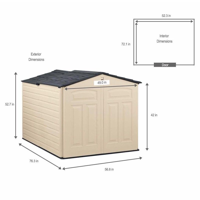 Rubbermaid 5x6 Sliding Roof Plastic Shed One Garden