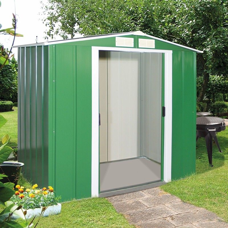Sapphire Apex 6x4 Green Metal shed - One Garden
