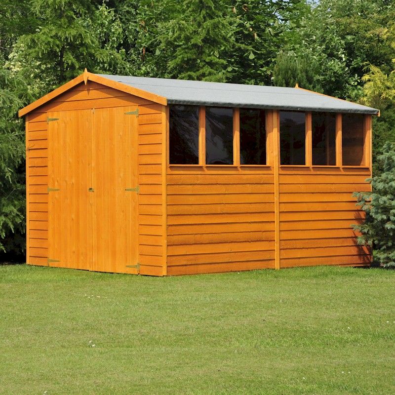 Shire Overlap Garden Shed 12x6 With, Garden Shed Double Doors