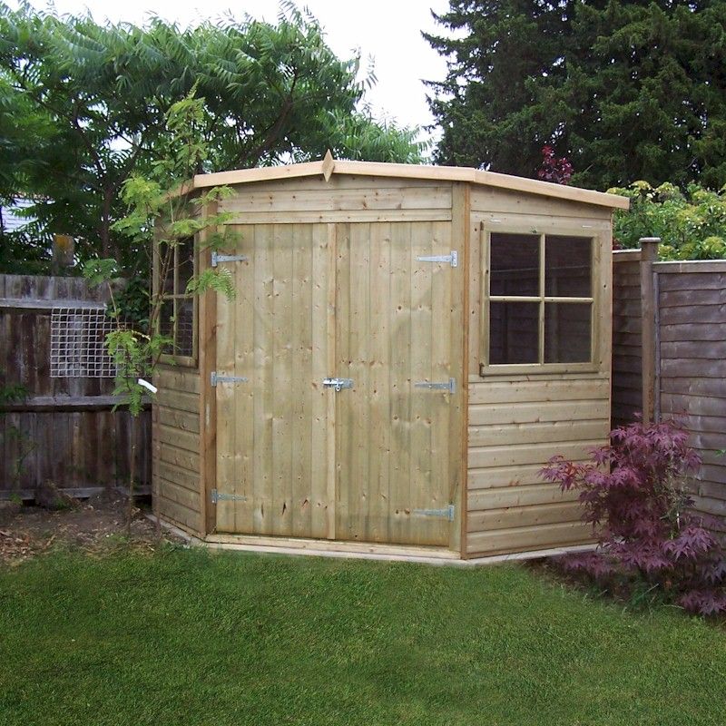 Shire Pressure Treated Corner Shed 7x7 One Garden