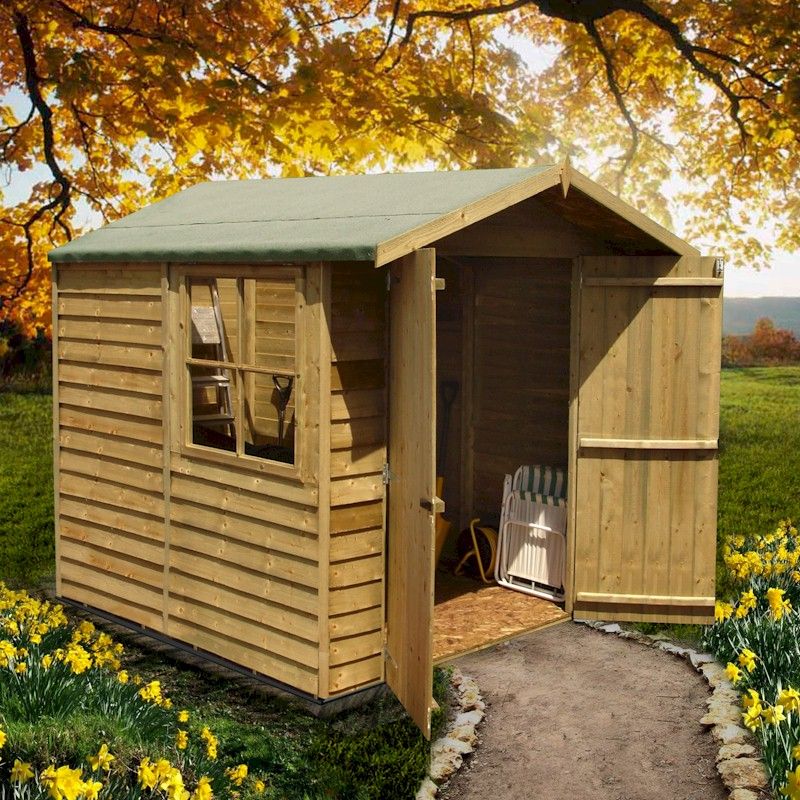 Shire Pressure Treated Overlap Shed 7x7 with Double Doors One Garden