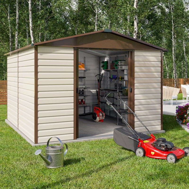 yardmaster 12 x 10 woodview apex metal garden shed