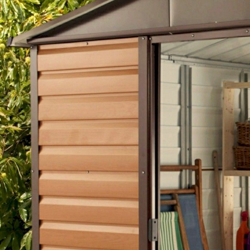 yardmaster woodgrain 108wgl metal shed with floor support
