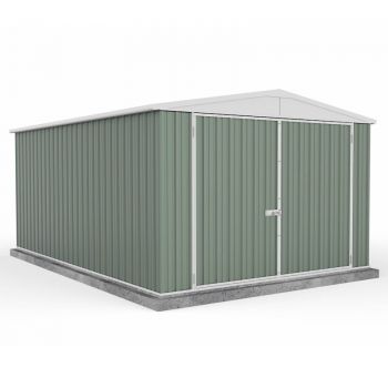 Absco Utility Workshop Pale Eucalyptus Metal Shed 3.0m x 4.48m image