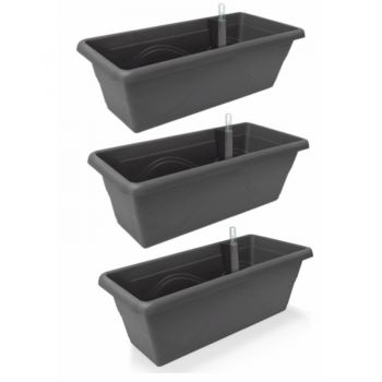 Gardenico Self-watering Balcony Planter - 400mm - Anthracite - Set of Three image