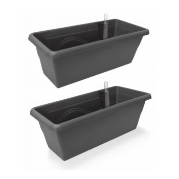 Gardenico Self-watering Balcony Planter - 400mm - Anthracite - Set of Two image
