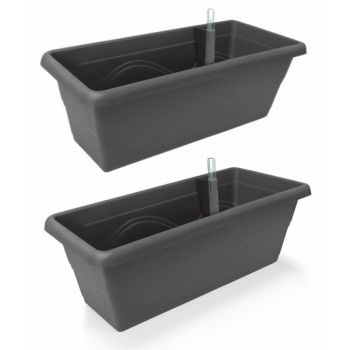 Gardenico Self-watering Balcony Planter - 400mm - Anthracite - Set of Two image