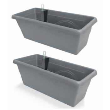 Gardenico Self-watering Balcony Planter - 400mm - Stone Grey - Set of Two image