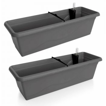 Gardenico Self-watering Balcony Planter - 600mm - Anthracite - Set of Two image
